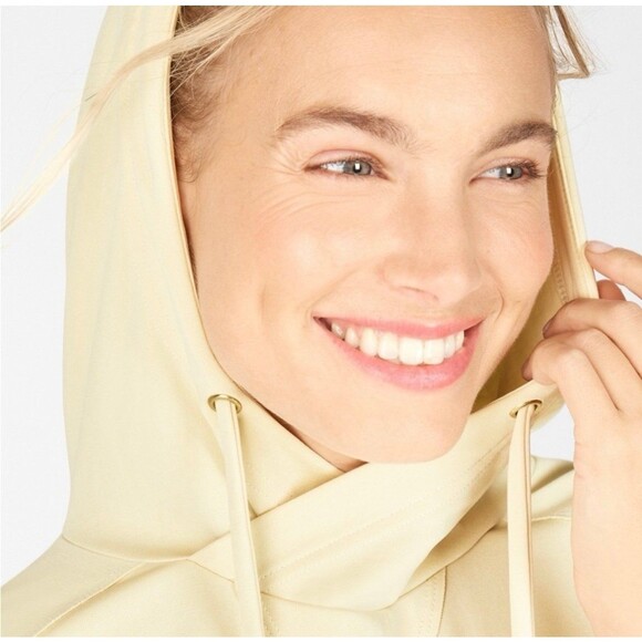 Fabletics Oversized Hooded Tunic Sweatshirt Cream Pale Yellow Women's Size L - Picture 7 of 9